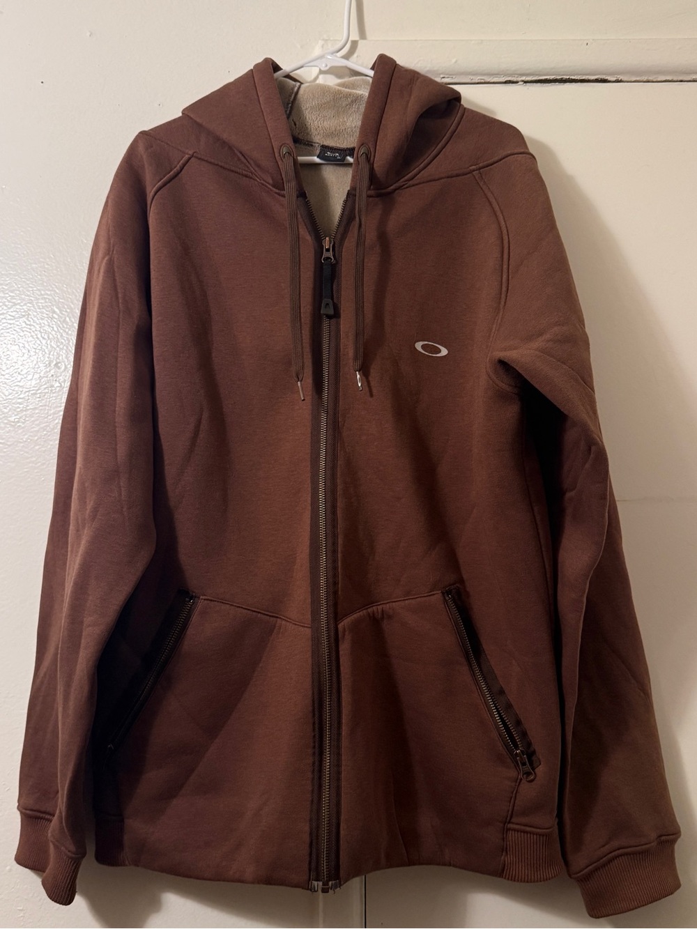 Vintage Oakley Brown Fleece Lined Zip Hoodie XL Y2K Gorpcore Techwear